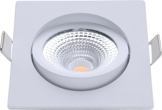 EcoDim - LED Spot - Inbouwspot - ED-10025 - 5W - Waterdicht IP54 - Dimbaar - Dim to Warm - Warm Wit 2000K-3000K - Mat Wit - Aluminium - Vierkant - Kantelbaar