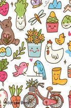 Address Book: For Contacts, Addresses, Phone, Email, Note, Emergency Contacts, Alphabetical Index with Spring Season Kawaii Doodle