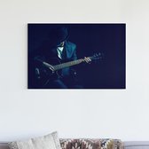 Canvas Schilderijen - Muzikant speelt Gitaar in de achtergrond - 60x40 cm | Wanddecoratie| Fotoprint op Canvas | Canvas Schilderij | Woondecoratie voor Woonkamer, Slaapkamer, Kantoor, Gang