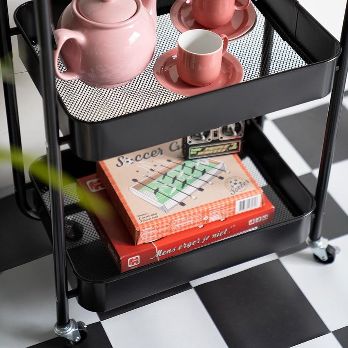 Keukentrolley - serveerwagen - keukentrolley op wieltjes - 89 x 60 x 40 - zwart - keukenrek - keukentrolleys Keukentrolley - serveerwagen - keukentrolley op wieltjes - 89 x 60 x 40 - zwart - keukenrek - keukentrolleys