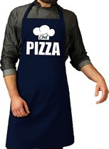 Chef pizza schort / keukenschort navy voor heren - kookschorten / keuken schort