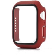 Hoesje geschikt voor Apple Watch 42MM - Hardcase - Screenprotector - Kunststof - Donkerrood