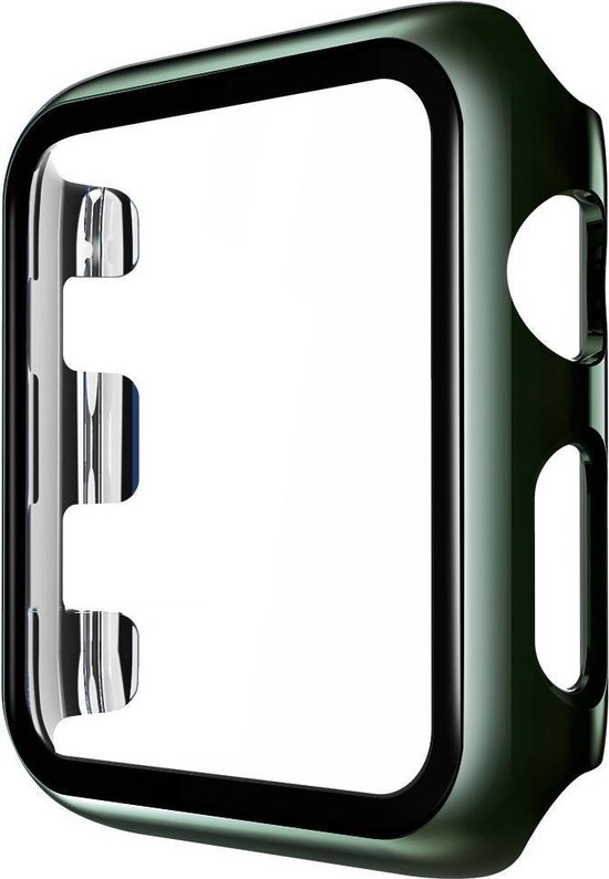 Hoesje geschikt voor Apple Watch 38MM - Bumper hoesje - Screenprotector - TPU - Donkergroen