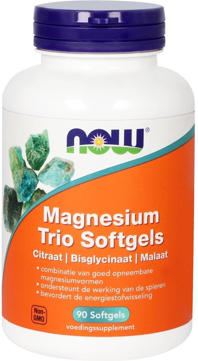 Now Foods Magnesium Trio Softgels Magnesium Citraat / Bisglycinaat / Malaat 90...
