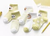 5 paar New born Baby sokken - set babysokjes - 0-6 maanden - gele babysokken - multipack - dierensokken - beestenboel