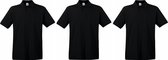 3-Pack Maat L - Zwarte poloshirts premium van katoen voor heren - katoen - 180 grams - polo t-shirts