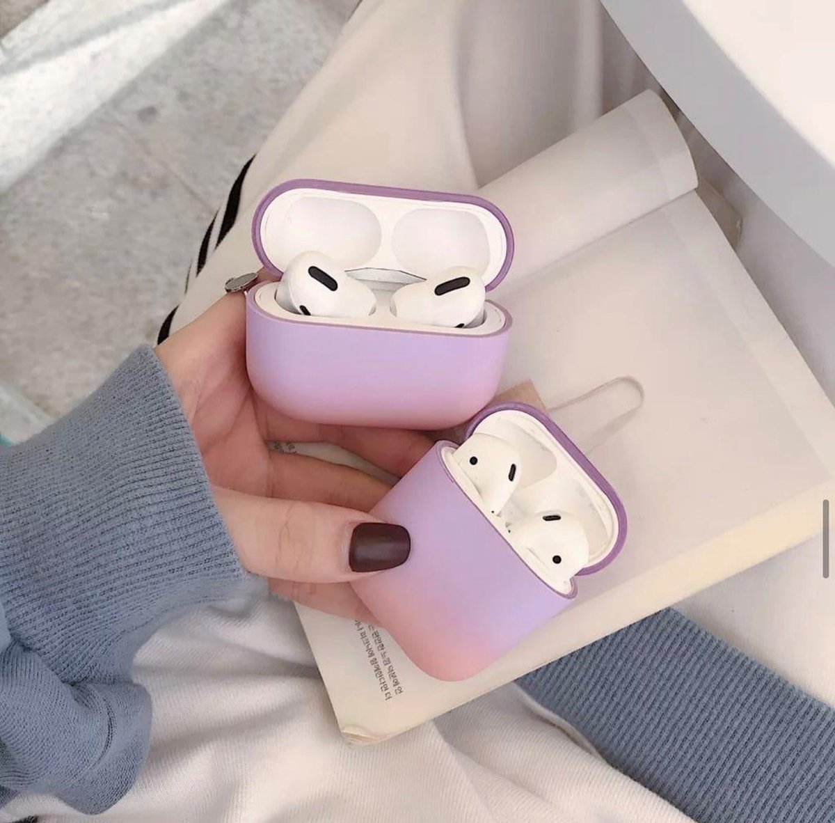 Airpods 1/2 hoesje - Lilac/Pink - AirPods 1/2 Case - Airpods 1/2 Cover - Lila/Roze