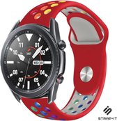 Strap-it Siliconen sport bandje - geschikt voor Samsung Galaxy Watch 3 45mm / Galaxy Watch 1 46mm / Gear S3 Classic & Frontier - rood/kleurrijk