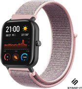 Nylon Smartwatch bandje - Geschikt voor  Xiaomi Amazfit GTS nylon band - pink sand - Strap-it Horlogeband / Polsband / Armband