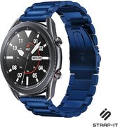 Stalen Smartwatch bandje - Geschikt voor  Samsung Galaxy Watch 3 stalen band 45mm - blauw - Strap-it Horlogeband / Polsband / Armband