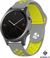 Siliconen Smartwatch bandje - Geschikt voor  Garmin Vivomove HR sport band - grijs/geel - Strap-it Horlogeband / Polsband / Armband