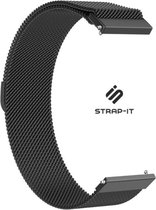 Milanees Smartwatch bandje - Geschikt voor Strap-it 20mm Milanees bandje RVS - Quick release - zwart - Strap-it Horlogeband / Polsband / Armband