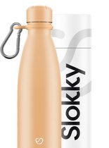 Slokky - Pastel Orange Thermosfles, Dop & Karabijnhaak - 500ml