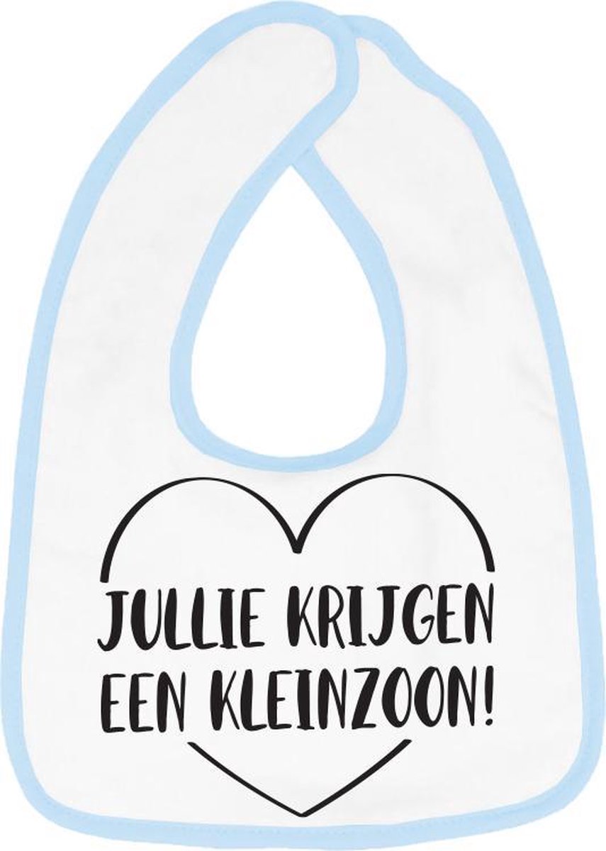 Hospitrix Slabbetje met Tekst "Jullie Krijgen een Kleinzoon!" Blauw - Cadeau Zwangerschap - Baby Kwijldoek - Kwijllap - Morslap - Bavette Hospitrix Slabbetje met Tekst "Jullie Krijgen een Kleinzoon!" Blauw - Cadeau Zwangerschap - Baby Kwijldoek - Kwijllap - Morslap - Bavette