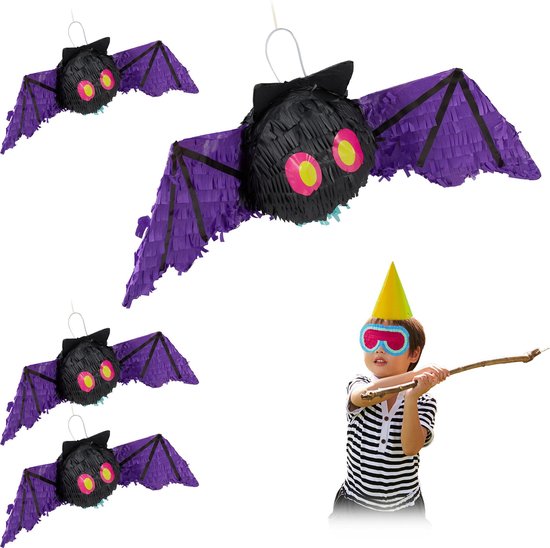 relaxdays 4 x pinata bat - Halloween - piñata - anniversaire - décorations de fête