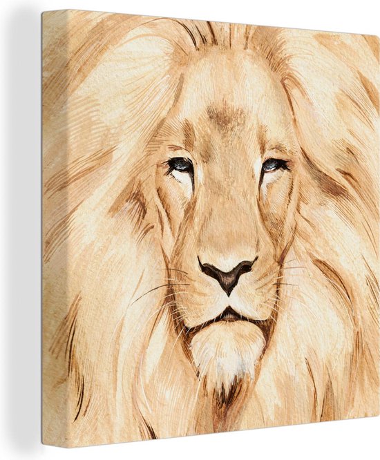 Toile Peinture dessin - Couleur - Lion - 50x50 cm - Décoration murale | bol