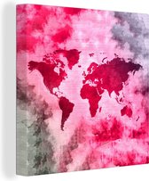 Canvas Wereldkaart - 20x20 - Wanddecoratie Wereldkaart - Abstract - Kleuren