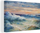 Canvas Schilderij Kleuren - Zee - Olieverf - 40x30 cm - Wanddecoratie