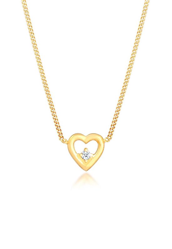 Collier pour femme Elli Pendentif coeur pour femme amour avec diamants (0 ct.) en Argent sterling 925