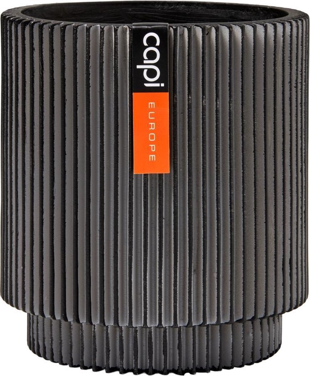Capi Europe - Vaas cilinder Groove Indoor - 8x9 - Antraciet - Opening Ø7 - Bloempot voor binnen - 5 jaar garantie - BGVZ311