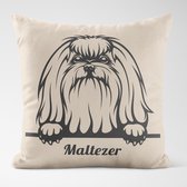 Sierkussen - Maltezer Gebroken Met Je Eigen Naam - Wit - 45 Cm X 45 Cm