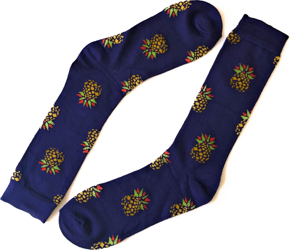 Hipperboo® 3 Paar Bamboe Sokken | Maat 41-46 | Heren sokken | Donkerblauw | Bamboe Kousen | Ananas Sokken
