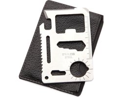 foto van 11 in 1 multi tool survival kaart RVS - Multitool in je Portemonnee - 4,5 x 6,7 x 0,2 cm