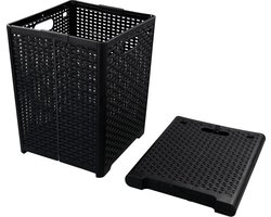 Online Europe, 2 opvouwbare Wasmand, 42L, Zwart,  33 x 33 x 44cm