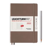 Leuchtturm - Agenda - 2022 - Weekly planner - 1 week per pagina met notitie -12 maanden - A5 - 14,5 x 21 cm - Hardcover - Bruin