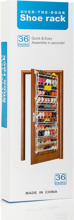 Hangend Schoenenrek 12 Laags voor 36 paar Schoenen - Hangende Schoenenkast voor aan de deur - Schoenenrek Metaal -Wit