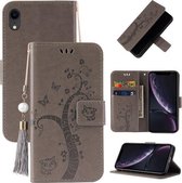 Voor Samsung Galaxy A01 Core Reliëf Lucky Tree Horizontale Flip Lederen Case met Houder & Kaartsleuf & Portemonnee & Lanyard (Grijs)