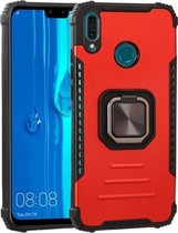 Voor Huawei Y9 (2019) Fierce Warrior-serie Armor All-inclusive schokbestendig aluminium + TPU-beschermhoes met ringhouder (rood)