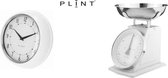 PLINT - by Bluetoolz® - Retro 2 cadeauset - Keukenweegschaal en wandklok (zonder waterkoker) - wit - *** met drie jaar garantie!!!