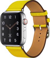 Bandje geschikt voor Apple Watch 38/40MM - Maat L - Horlogebandje - Polsband - Kunstleer - Geel