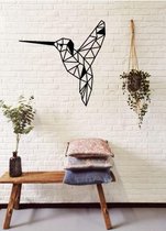 Hip-Wonen.nl - Kolibrie Ø 90 cm - metalen wanddecoratie zwart - Wandpaneel - muurdecoratie Vogel - cadeau tip