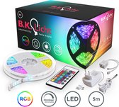 B.K.Licht - LED Strip - 5 meter - RGB verlichting - dimbaar - met afstandsbediening - zelfklevend