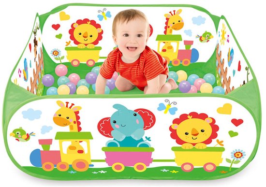 Ballenbak Incl 40 Stuks Ballenbak ballen - Dieren trein print - Ballenbak met 40 ballen voor ballenbak van Merkloos — afbeelding 3