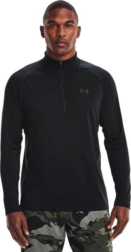 Under Armour UA Tech 2.0 1/2 Zip-BLK Heren Sporttrui - Zwart - Charcoal