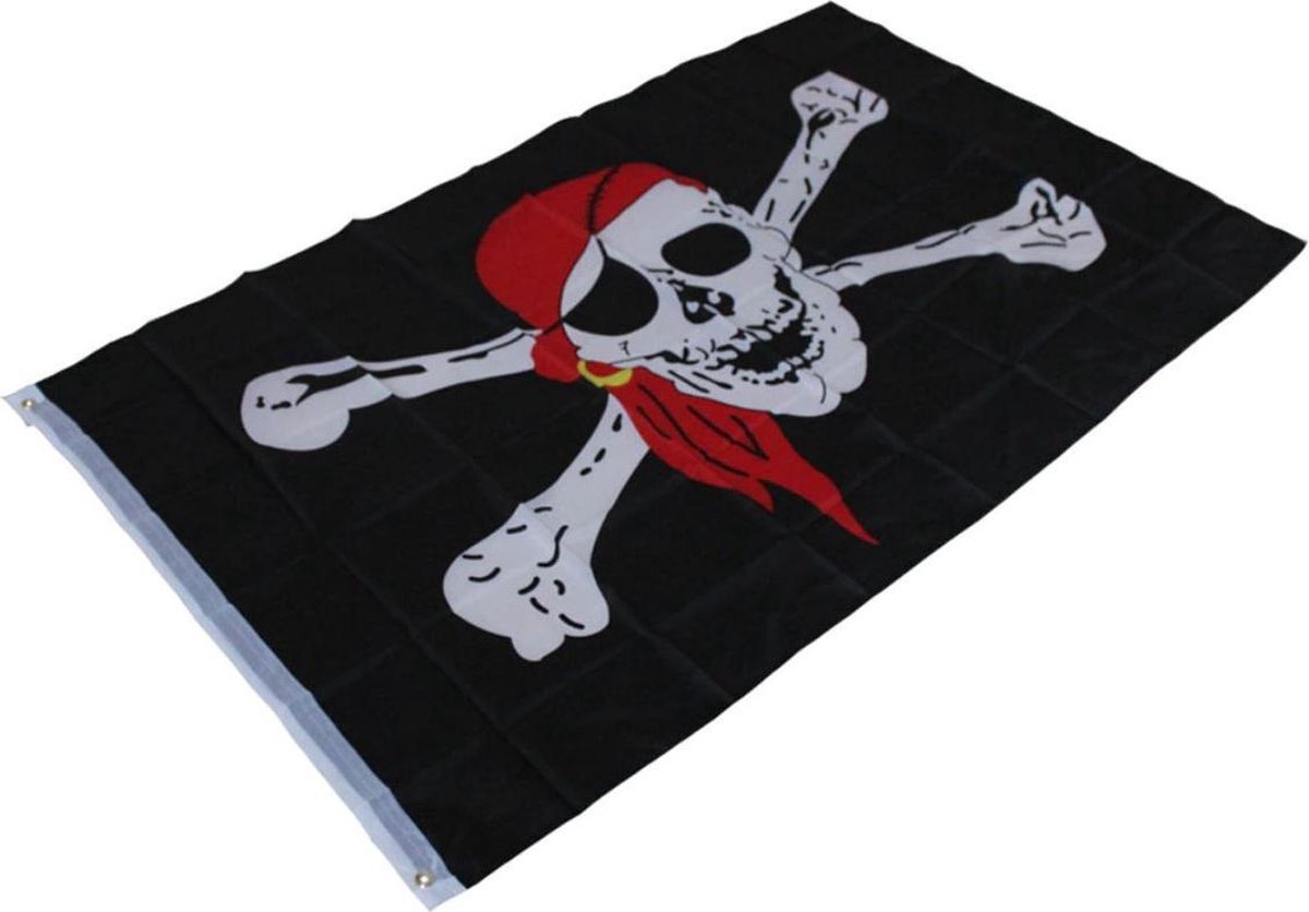 PHENO FLAGS Strohoed piratenband met Jolly Roger 60x90cm - Anime vlag