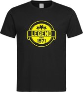 Zwart T-Shirt met “ Legend sinds 1971 “ print Geel  Size XXXXL