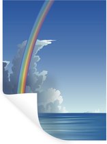 Muurstickers - Sticker Folie - Een illustratie van een regenboog boven de zee - 120x160 cm - Plakfolie - Muurstickers Kinderkamer - Zelfklevend Behang XXL - Zelfklevend behangpapier - Stickerfolie
