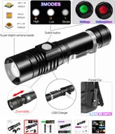 Pocketman USB Oplaadbare LED Zaklamp met Zoom & Flash Functie Watervast