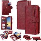 Voor Galaxy Note 8 multifunctionele retro afneembare magnetische horizontale flip lederen tas met kaartsleuven en houder en portemonnee en fotolijst (rood)