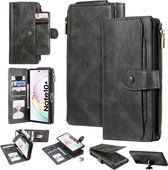 Voor Galaxy Note 10+ Multifunctionele Retro Afneembare Magnetische Horizontale Flip Leren Case met Kaartsleuven & Houder & Portemonnee & Fotolijst (Donkergroen)