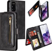 Voor Galaxy S20 negen kaart rits tas horizontale flip lederen tas met houder & kaartsleuven & fotolijst en portemonnee (zwart)