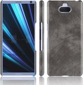 Shockproof Litchi Texture PC + PU Case voor Sony Xperia 10 (grijs)