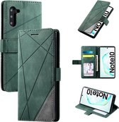 Voor Samsung Galaxy Note 10 Skin Feel Splicing Horizontale Flip Leather Case met houder & kaartsleuven & portemonnee & fotolijst (groen)