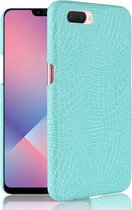 Voor Oppo A12e Shockproof Crocodile Texture PC + PU Case (Lichtgroen)