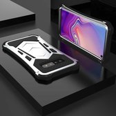 Schokbestendig stofdicht metalen pantser beschermhoes voor Galaxy S10 (zwart zilver)