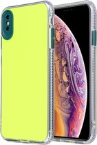 Voor iPhone X / XS Fine Hole Series TPU + acryl anti-fall spiegel telefoon beschermhoes (fluorescerend groen)